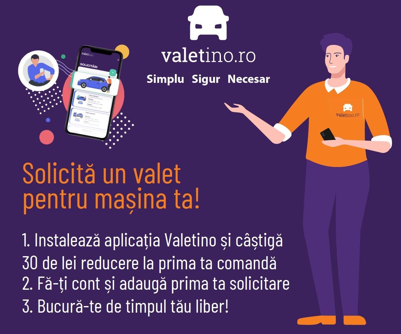 Solicita un valet de la Valetino pentru masina ta